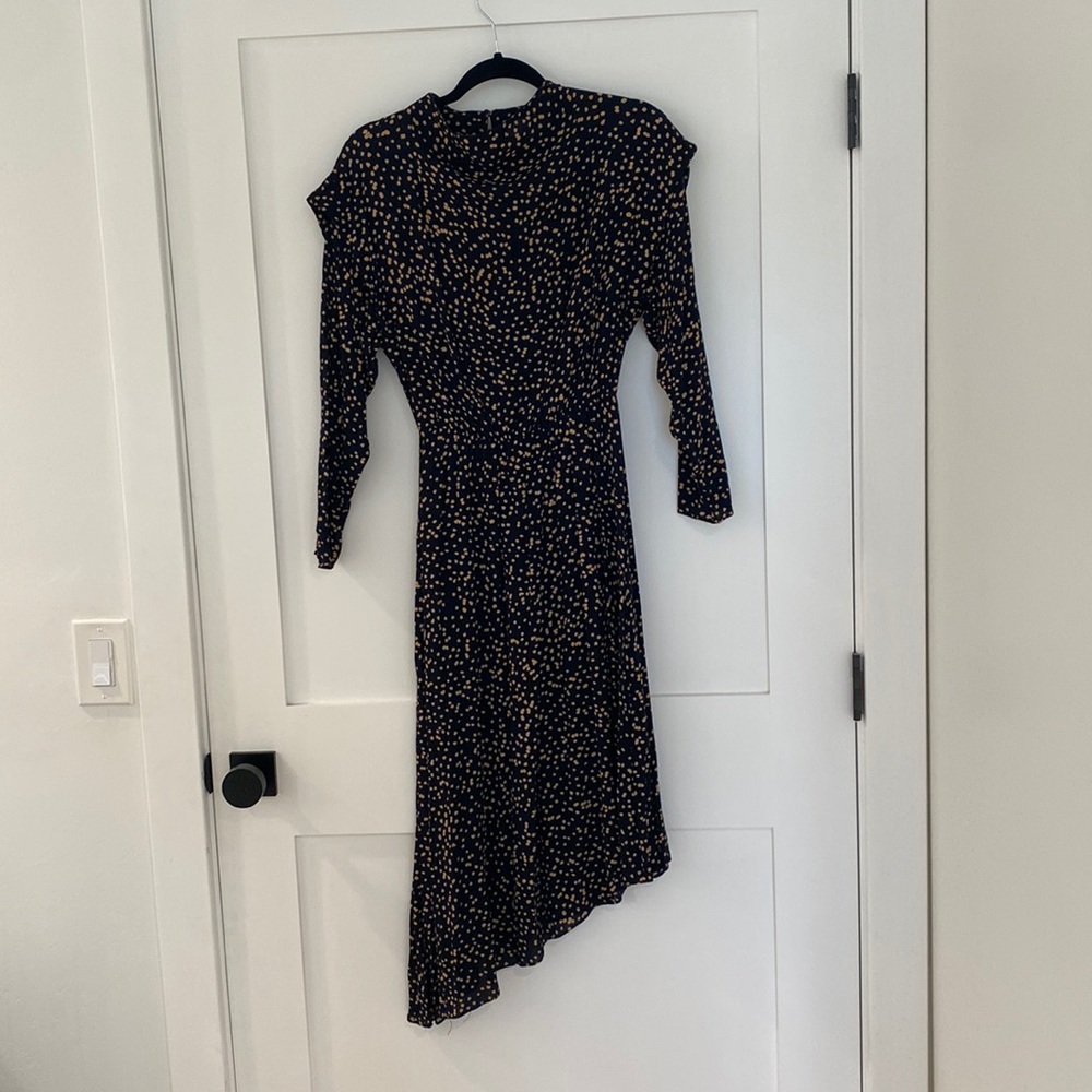 & Other Stories Asymmetrical Mock Neck Dress, Minimalist Print
